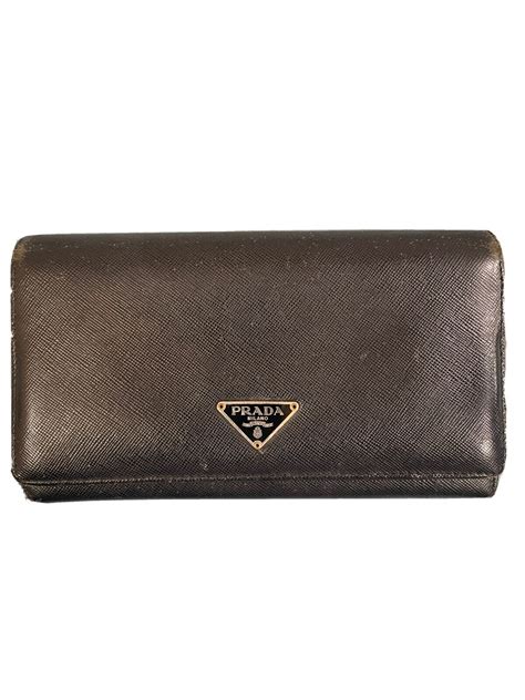 prada brown leather wallet|authentic Prada wallet.